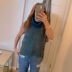 Pinko teal sleeveless cowl neck sweater. Size Small